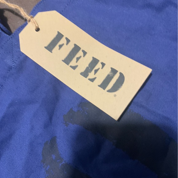 Lot Of 5 FEED 10 lightweight and foldable classic tote organic cotton Blue Nwt - Picture 9 of 9